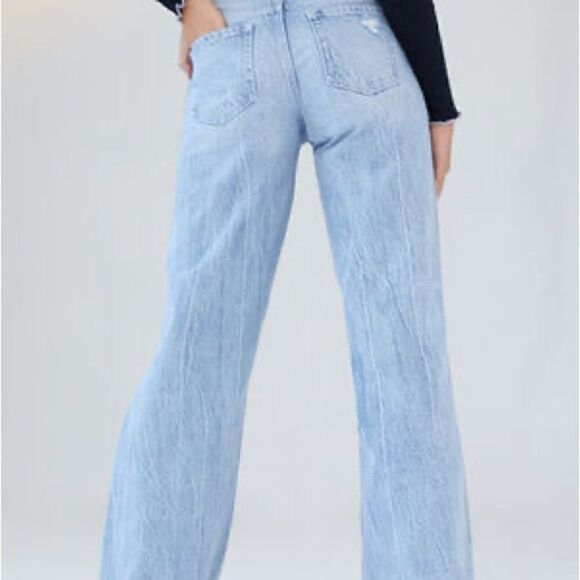 Playboy By PacSun Eco Super Distressed High Waisted Baggy Jeans Sz Size 26 - Picture 4 of 9